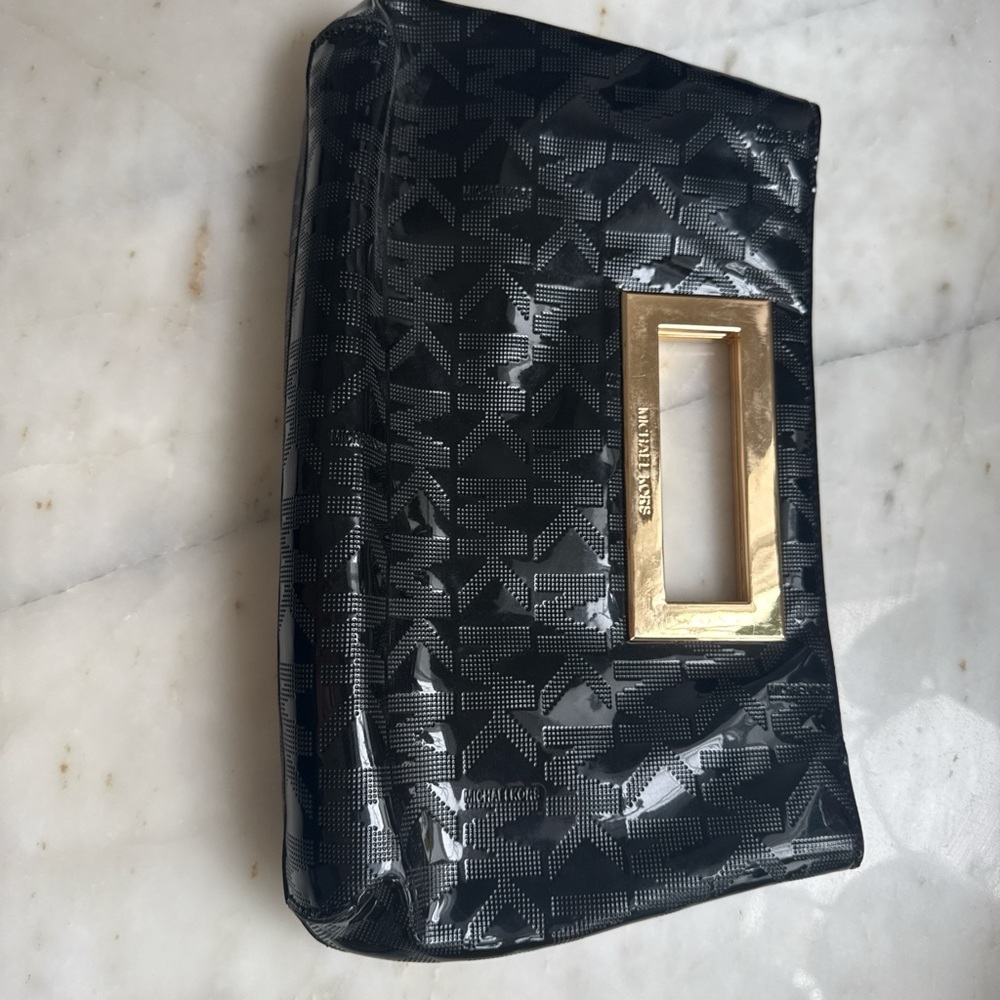 Michael Kors Black Clutch with Gold Handle